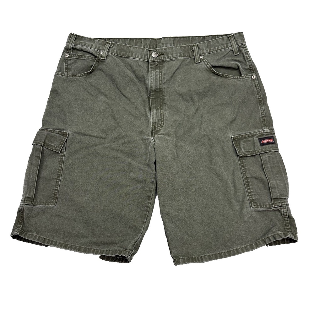 Dickies Cargo Shorts Mens 42 Green Canvas Workwear Big Pockets Durable‎